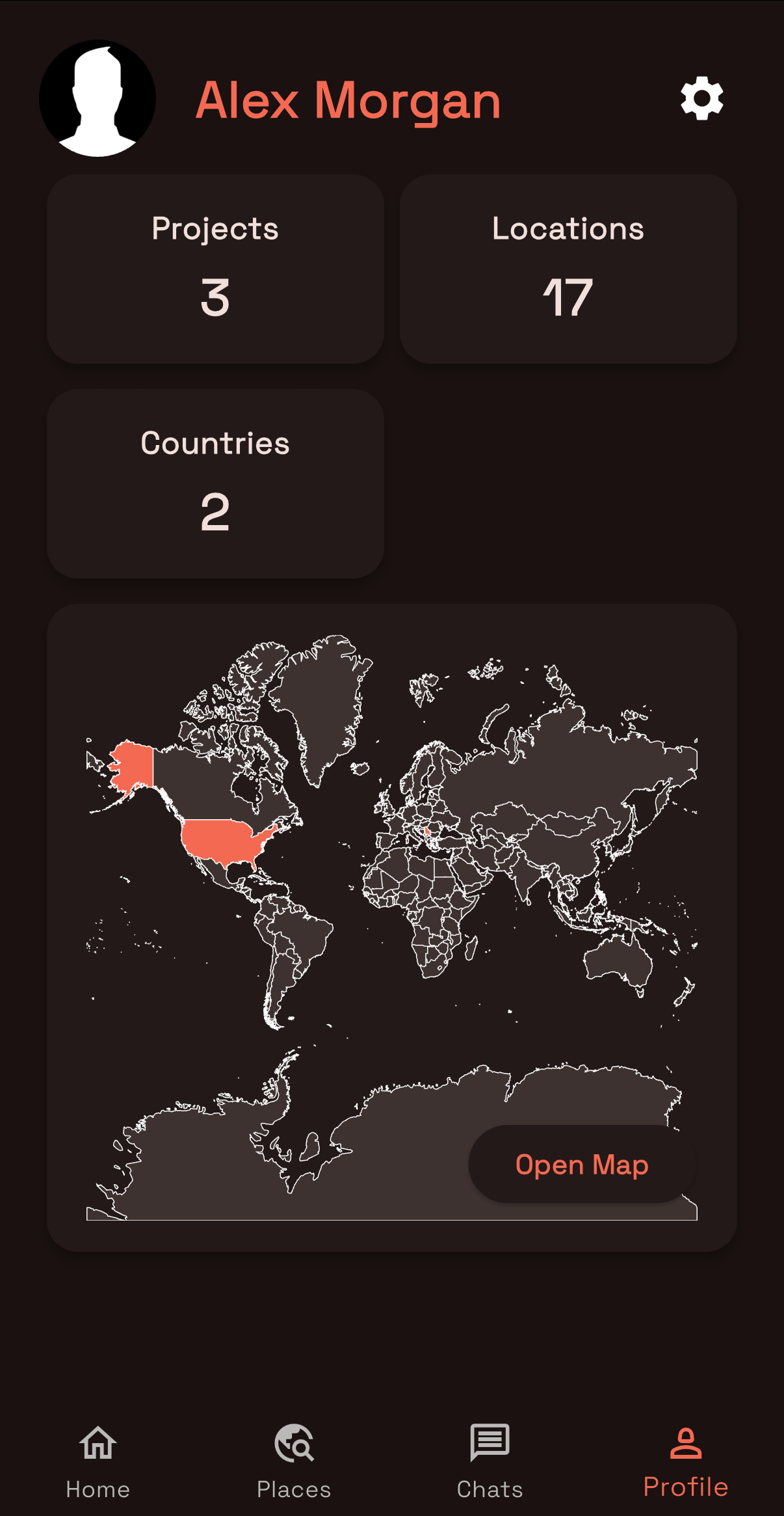 Nomad Map dashboard screen
