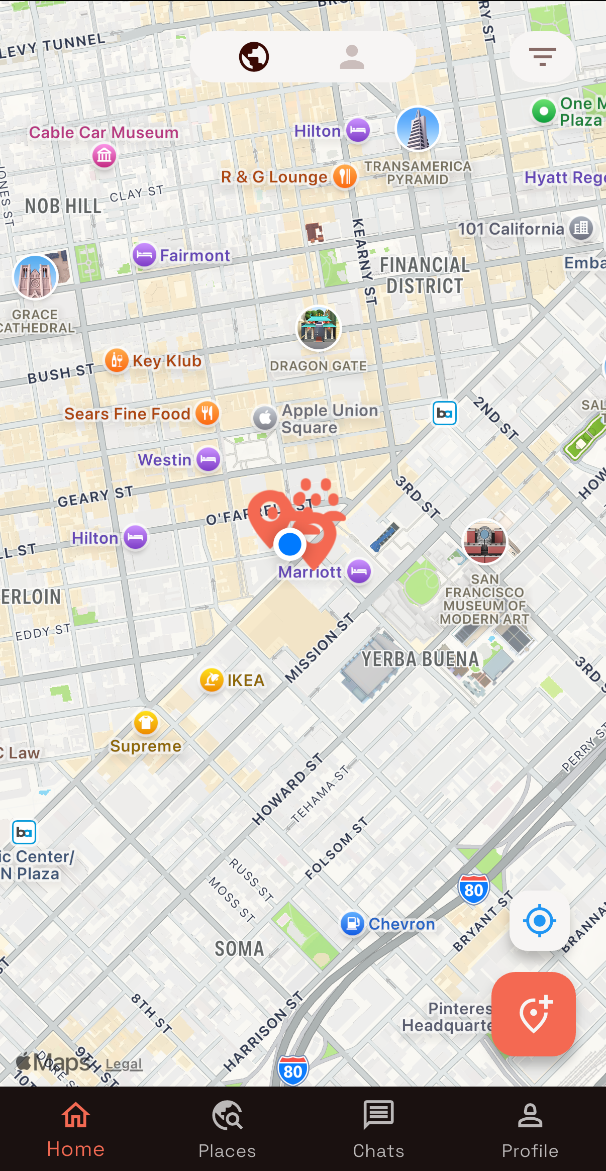 Nomad Map home screen